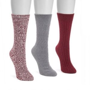 Muk Luk Red & Gray 3 Pair Socks Set